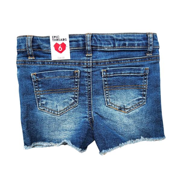 Epic Threads Girl's Cotton Denim Fray Hem Summer Casual Shorts Kids Size 6 - Picture 4 of 4